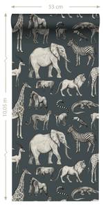 papier peint animaux de la jungle 7348 Bleu - Fibres naturelles - Textile - 53 x 1005 x 1005 cm