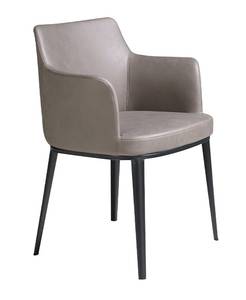 Chaise en tissu avec accoudoirs Gris - Textile - 56 x 80 x 62 cm