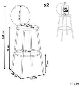 Tabouret de bar EMERY Noir - Blanc