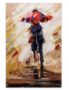 Tableau peint Under the Umbrella Bois massif - Textile - 60 x 90 x 4 cm