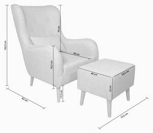 Ohrensessel Pisa TV-Sessel mit Hocker Blau - Holzwerkstoff - 80 x 102 x 82 cm