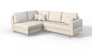 Skandinavisches Ecksofa Amber mit Hocker Ecru - Ecke davorstehend links