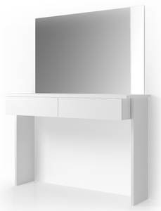 Coiffeuse Azur blanc brillant & miroir Blanc - Bois manufacturé - 120 x 83 x 40 cm