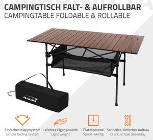 Campingtisch aus Aluminium Schwarz - Braun