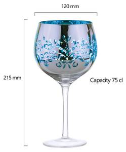 Filigree Gin Gläser Blau 2er Set Blau - Glas - 12 x 22 x 12 cm