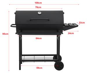 Grillwagen Armento Schwarz - Metall - 108 x 95 x 61 cm