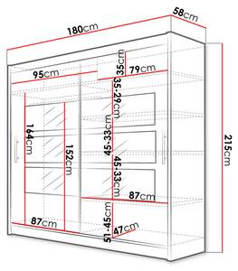 Kleiderschrank London III mit LED Schwarz