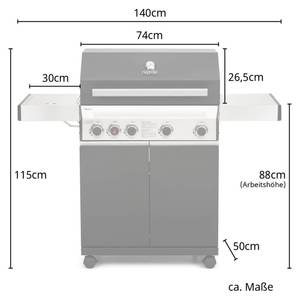 Gasgrill BLACK 4+1 140 x 115 x 50 cm