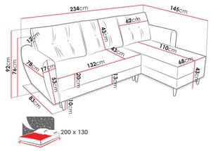 Ecksofa Palermo L Cord Blau