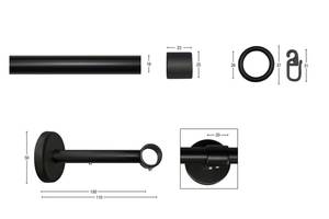 Gardinenstange Rustika 1 lfg. Schwarz - Breite: 300 cm