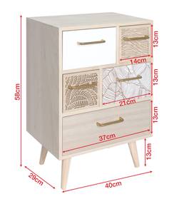 Armoire avec 5 tiroirs Ximenia En partie en bois massif