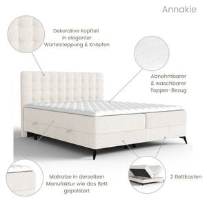 Boxspringbett Annakie Taschenfederkern Ecru - Breite: 180 cm