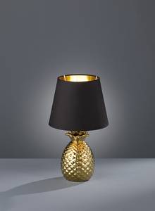 Tischlampe Keramik Gold, Stoff Schwarz Schwarz - Gold - Keramik - Textil - 20 x 35 x 20 cm