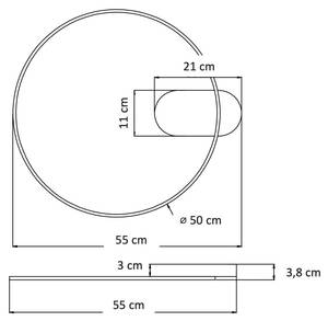 Deckenleuchte - Evelia Metall - 50 x 3 x 55 cm