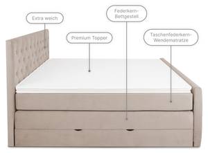 Boxspringbett MARDIN mit Bettkasten Beige - Breite: 200 cm