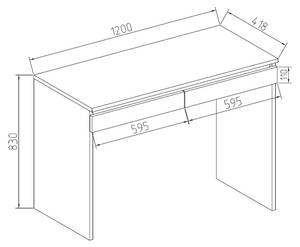 Coiffeuse Emma blanc/sonoma sans miroir Blanc - Bois manufacturé - 120 x 83 x 41 cm