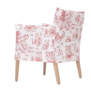 Sessel mit Chinoiserie-Muster Rot - Massivholz - 60 x 77 x 60 cm