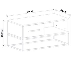 Couchtisch Mira Metallfüße Grau - Holzwerkstoff - Metall - 90 x 43 x 45 cm