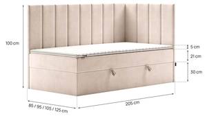 Jugendbett Boxspringbett Beti Creme - Breite: 80 cm - H4