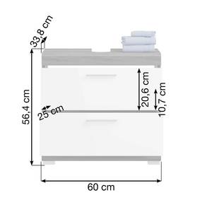 Waschbeckenunterschrank Weiß & Grau Grau - Holzwerkstoff - 60 x 56 x 34 cm