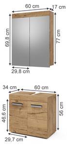 Badmöbel Set Luna 36774 Braun - Holzwerkstoff - 60 x 56 x 34 cm