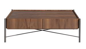 Table basse rectangle en noyer et acier Marron - Bois manufacturé - 120 x 38 x 70 cm