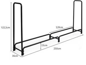 Kaminholzständer aus Metall Schwarz - Metall - 36 x 123 x 250 cm