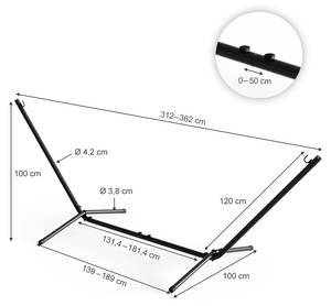 Hängemattengestell Schwarz - Metall - 350 x 100 x 100 cm