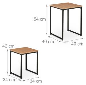 Lot de 2 tables d’appoint Noir - Marron - Bois manufacturé - Métal - Matière plastique - 40 x 54 x 40 cm