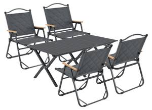 Table et 4 chaises pliantes Botrugno Gris - Métal - Textile - 114 x 44 x 60 cm