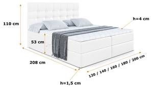 Boxspringbett BERO Hochglanz Weiß - 180 x 110 cm - H3