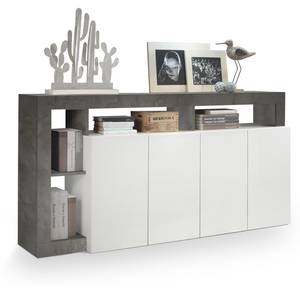 Buffet 4 Türen Frankfurt - L184 cm Grau - Weiß