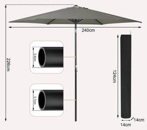 Sonnenschirm knickbar Guido Dunkelgrau - 240 x 226 x 240 cm