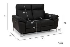 2-Sitzer Relaxsofa Selesta Metall - Echtleder