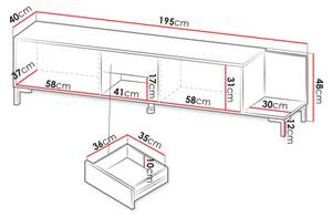 TV-Lowboard Marmo Marmor Schwarz Dekor