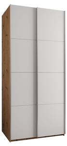 Armoire Lux 1 Imitation chêne - Argenté - Blanc - Largeur : 100 cm