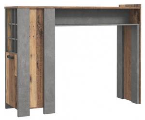 Table de bar 1 porte 9 niches - BUCK Marron - En partie en bois massif - 152 x 118 x 47 cm