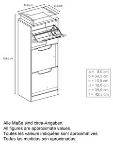 Schuhschrank Space V2 Weiß matt Pinie Anthrazit Dekor