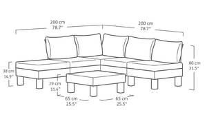 Loungeset Elements Grau - Kunststoff - 74 x 80 x 200 cm