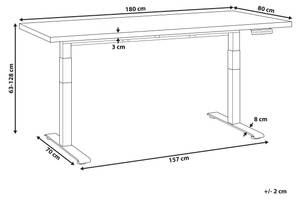 Table à hauteur ajustable DESTINES Gris - Gris lumineux - Blanc - 180 x 63 x 80 cm - Diamètre : 80 cm