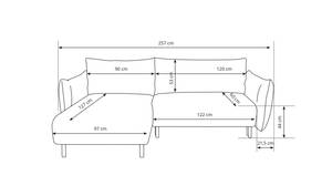 Ecksofa ADELLINE Weiß - Holzwerkstoff - 257 x 90 x 171 cm