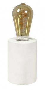 Lampe de chevet en béton blanc H12 cm Blanc - Pierre - 9 x 12 x 9 cm