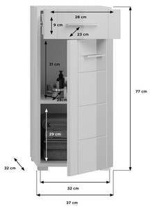 Badschrank Venice Weiß - Holz teilmassiv - 37 x 80 x 31 cm