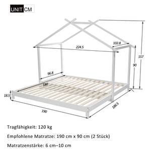 Ausziehbett Homey Ⅱ Weiß - Holzwerkstoff - Massivholz - Holzart/Dekor - 184 x 160 x 224 cm