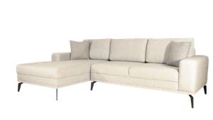 Ecksofa New York Leinen Beige - Holzwerkstoff - Massivholz - 265 x 85 x 165 cm