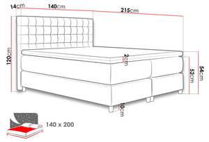 Boxspringbett Primo Grau - Breite: 140 cm