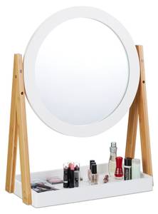 Kosmetikspiegel Bambus und MDF Braun - Silber - Weiß - Bambus - Holzwerkstoff - Glas - 43 x 57 x 22 cm