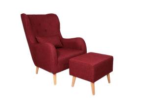 Ohrensessel Pisa TV-Sessel mit Hocker Rot - Holzwerkstoff - 80 x 102 x 82 cm