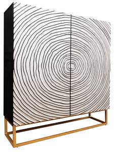 Highboard ZEN CIRCLES Schwarz - Weiß - Metall - Massivholz - Holzart/Dekor - 100 x 120 x 38 cm