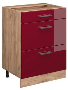 Küchenschrank R-Line 45959 Hochglanz Bordeaux - Sonoma Eiche Trüffel Dekor - 60 x 82 x 60 cm